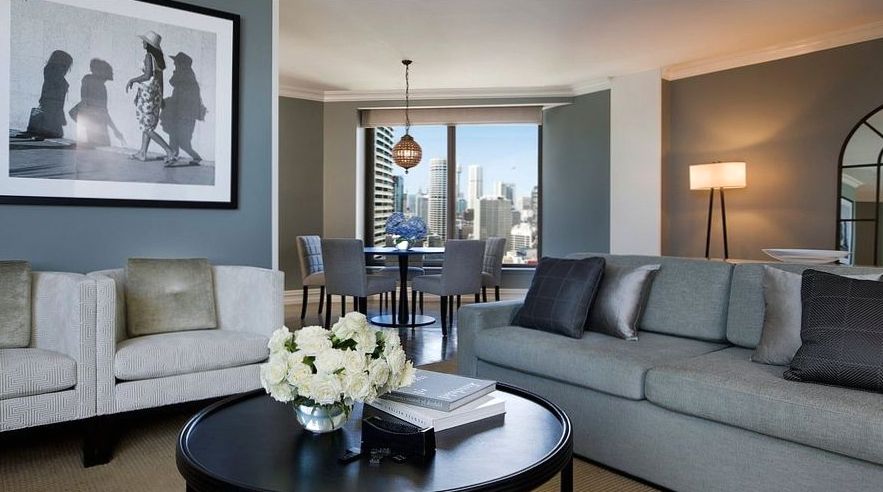 Premium hotel room with elegant Scandinavian interior and natural materials
